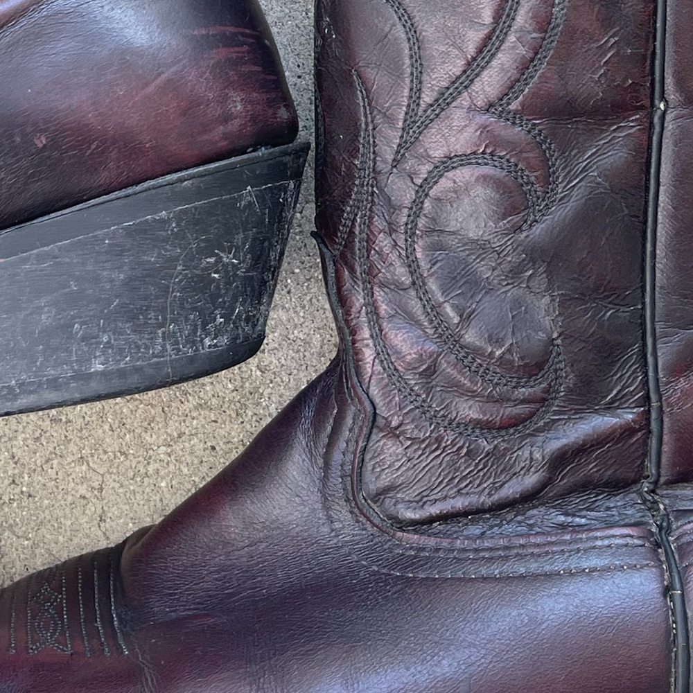 Laredo Black Cherry Burgandy Cowboy Boot Mens Size 11 D Leather Fox Vamp 6859 - Picture 11 of 16
